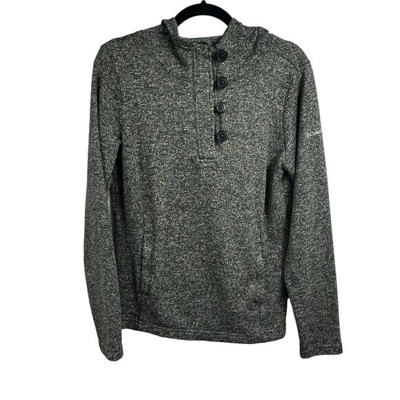 Columbia Women's‎ Hooded Sweatshirt Medium Quarter Button Green Heathered - Picture 1 of 8